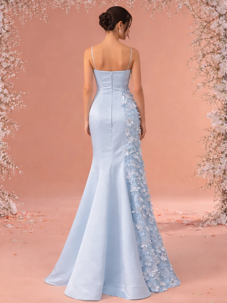 Powder Blue floral bodycon gown